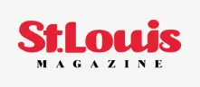 A red and white logo for st. Louis magazine